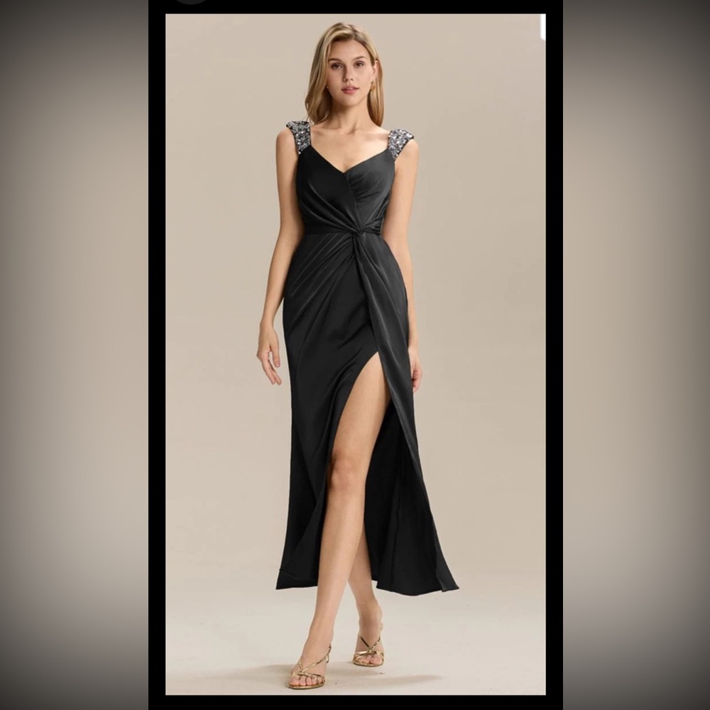 NWT Ever Pretty Designer Knotted Bodycon Evening Dress Size 10 Lined Black